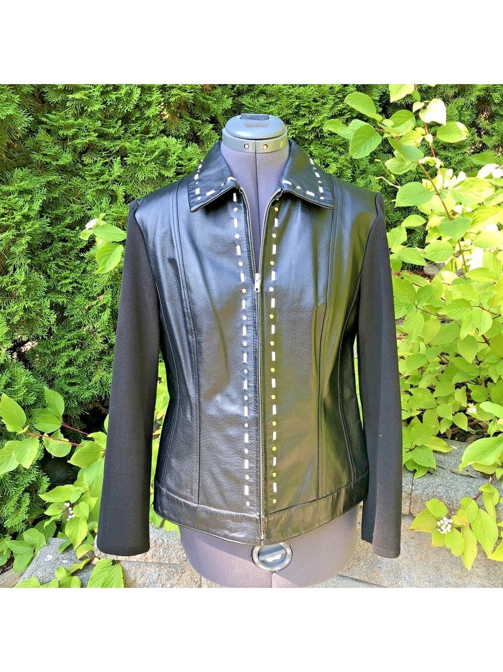 Size S / M Nygard Collection Women’s Black Leather Jacket Acrylic Cotton CN